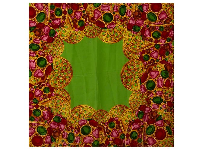 Sciarpa in seta con motivo gemma Chanel verde multicolore - vista 2