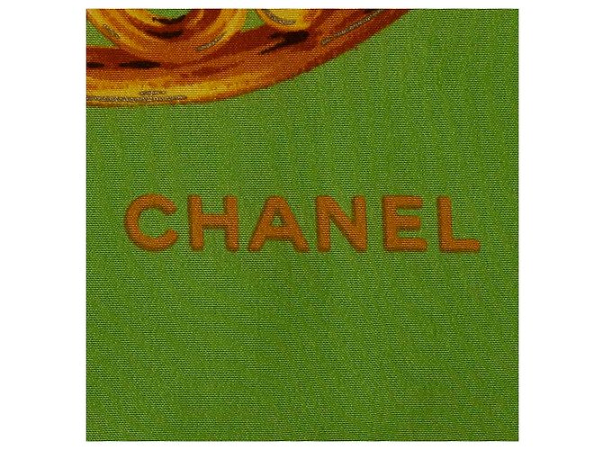 Sciarpa in seta con motivo gemma Chanel verde multicolore - vista 6