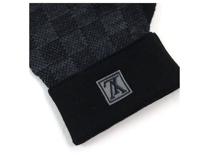 Guantes Louis Vuitton Damier de lana con logo LV Negro - vista 3