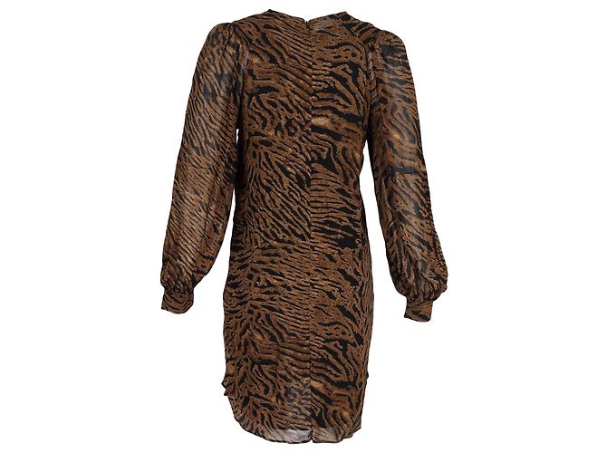 Vestido shift con estampado de tigre Ganni en viscosa marrón Castaño - vista 3