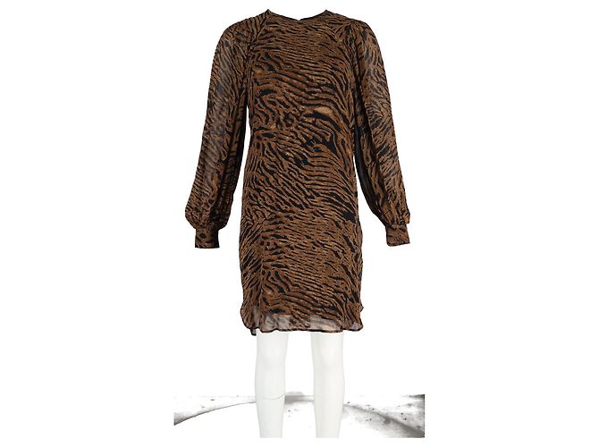 Vestido shift con estampado de tigre Ganni en viscosa marrón Castaño - vista 4