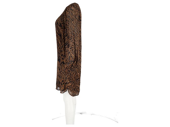 Vestido shift con estampado de tigre Ganni en viscosa marrón Castaño - vista 5