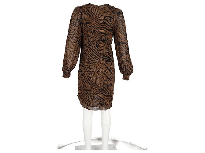 Vestido shift con estampado de tigre Ganni en viscosa marrón Castaño - vista 6