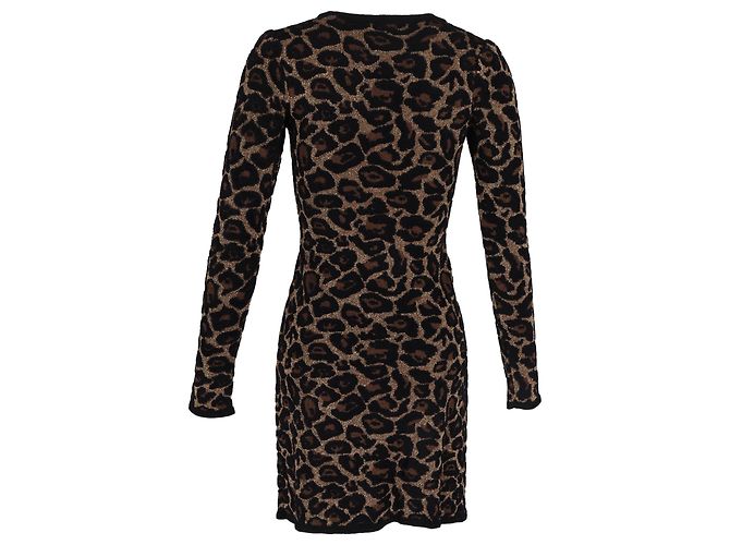 Vestido Mini de Punto Joanie de Temperley London en Viscosa con Estampado de Leopardo Marrón Castaño - vista 3