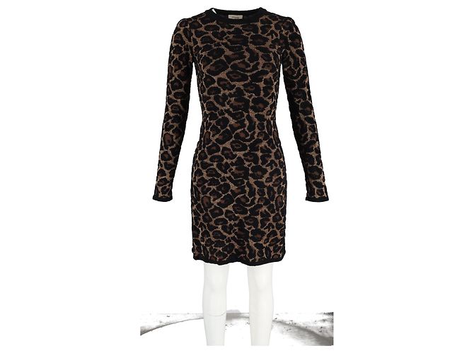 Vestido Mini de Punto Joanie de Temperley London en Viscosa con Estampado de Leopardo Marrón Castaño - vista 4