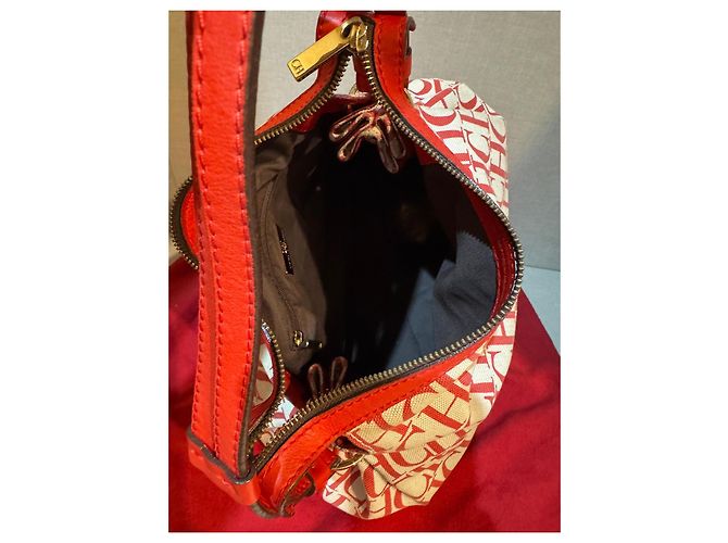 Borsa Carolina Herrera Beige in Tela e Pelle Rossa Rosso - vista 10