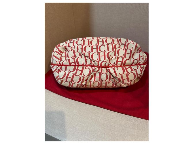 Borsa Carolina Herrera Beige in Tela e Pelle Rossa Rosso - vista 6