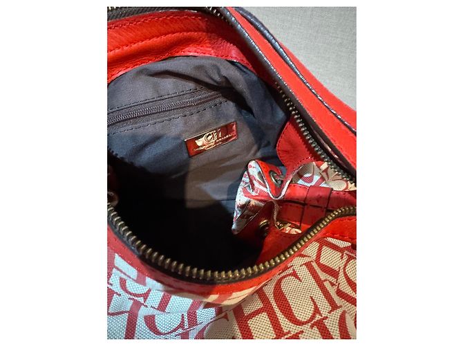 Borsa Carolina Herrera Beige in Tela e Pelle Rossa Rosso - vista 8