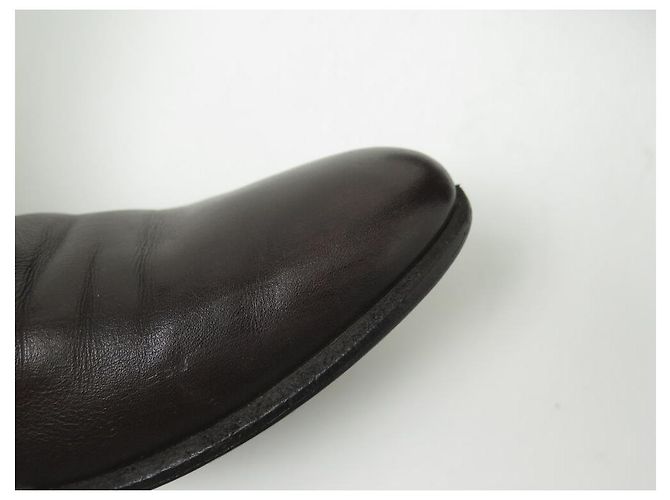 Hermès BOTAS CAVALERAS HERMES EVELYNE 36 CUERO Y SEDA MARRÓN Castaño - vista 14