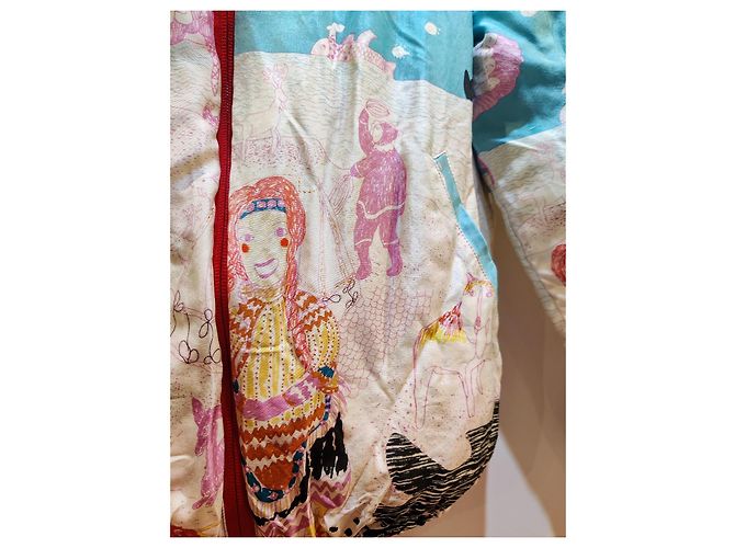 Chaqueta de plumas de seda reversible Tsumori Chisato Roja Multicolor - vista 4
