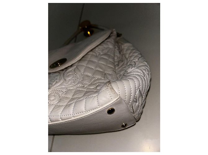 Borsa a mano Gianni Versace Altea Barocco Vanitas in pelle bianca trapuntata - vista 10