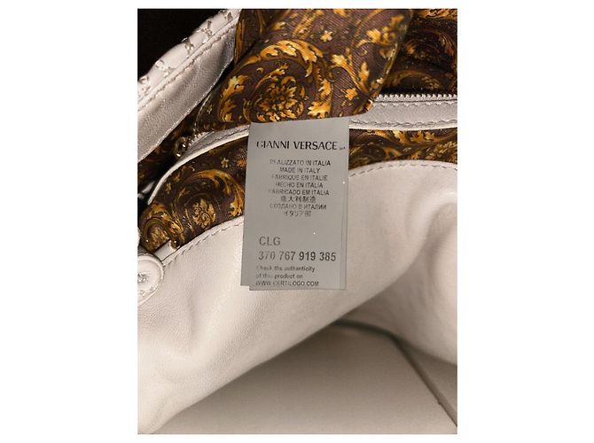 Borsa a mano Gianni Versace Altea Barocco Vanitas in pelle bianca trapuntata - vista 7
