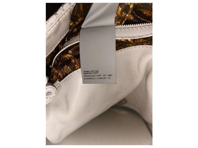 Borsa a mano Gianni Versace Altea Barocco Vanitas in pelle bianca trapuntata - vista 8
