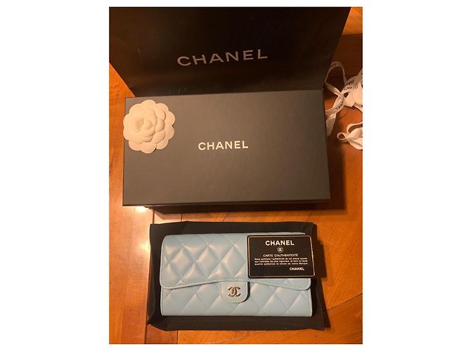 Chanel Gepolsterte Lederbörse Hellblau - Ansicht 7