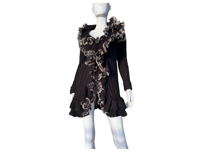 J.Crew Wollcardigan mit Fell Schwarz - Ansicht 2