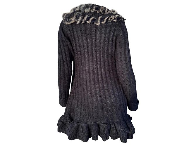 J.Crew Wollcardigan mit Fell Schwarz - Ansicht 4