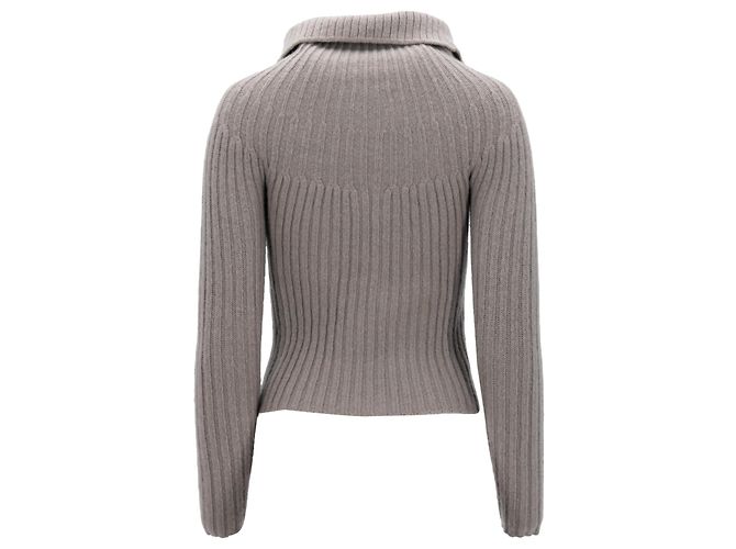Grau gestrickter Pullover mit Reißverschluss von Max Mara Weekend - Ansicht 3