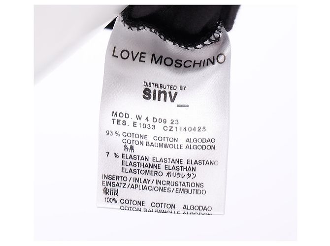 Love Moschino T-Shirt mit Puffärmeln und grafischem Druck aus schwarzer Baumwolle - Ansicht 10