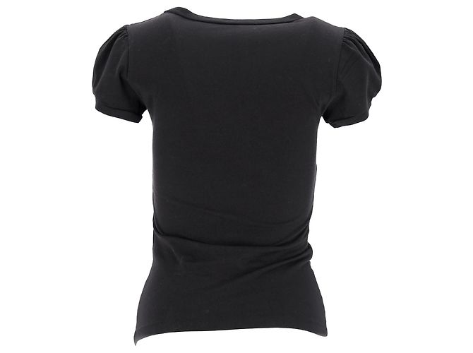 Love Moschino T-Shirt mit Puffärmeln und grafischem Druck aus schwarzer Baumwolle - Ansicht 3