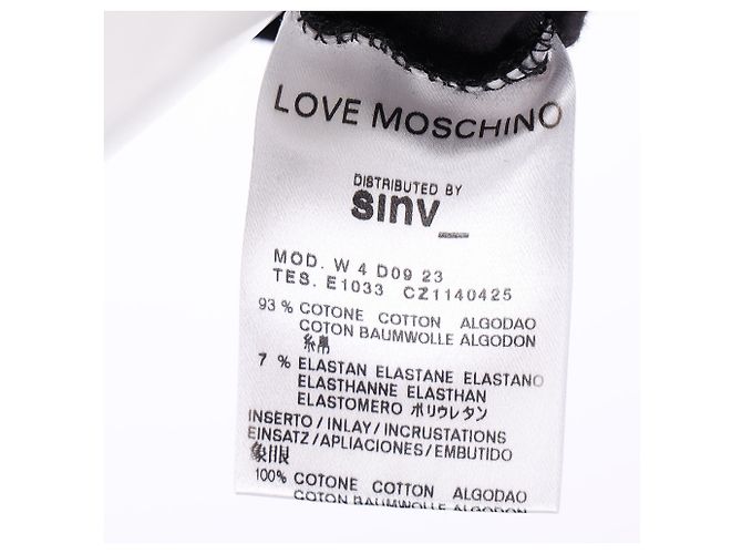 Love Moschino T-Shirt mit Puffärmeln und grafischem Druck aus schwarzer Baumwolle - Ansicht 5