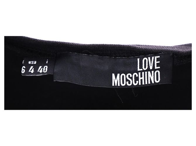 Love Moschino T-Shirt mit Puffärmeln und grafischem Druck aus schwarzer Baumwolle - Ansicht 9