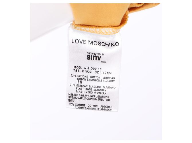 Camiseta de manga abullonada con estampado gráfico Love Moschino en algodón amarillo - vista 10