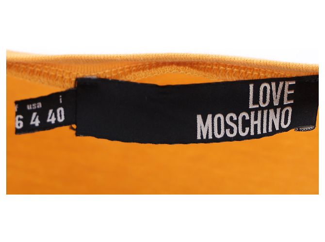 Camiseta de manga abullonada con estampado gráfico Love Moschino en algodón amarillo - vista 4