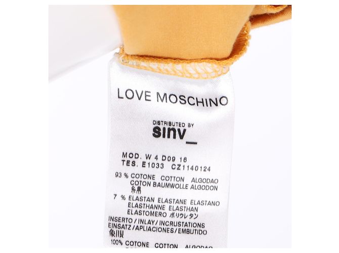 Camiseta de manga abullonada con estampado gráfico Love Moschino en algodón amarillo - vista 5