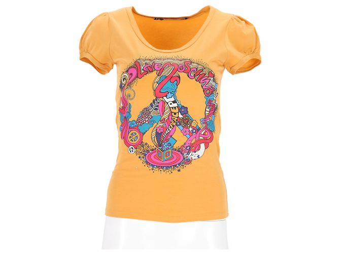 Camiseta de manga abullonada con estampado gráfico Love Moschino en algodón amarillo - vista 6