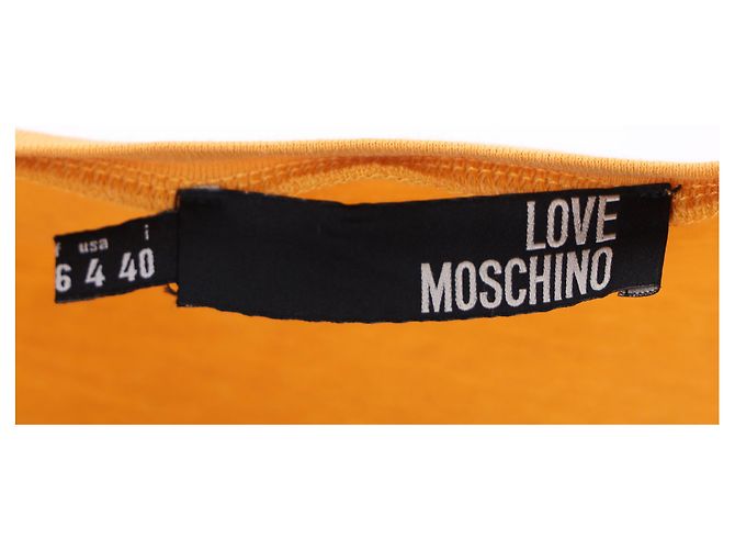 Camiseta de manga abullonada con estampado gráfico Love Moschino en algodón amarillo - vista 9