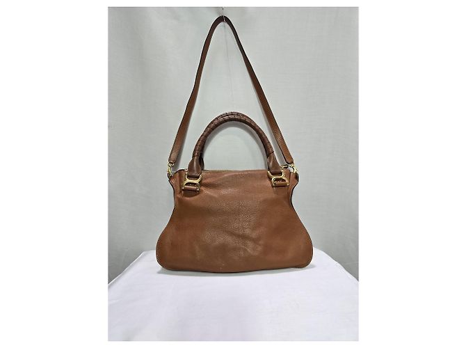 Borsa Chloé Medium Marcie in pelle di vitello grana marrone Rosso - vista 12