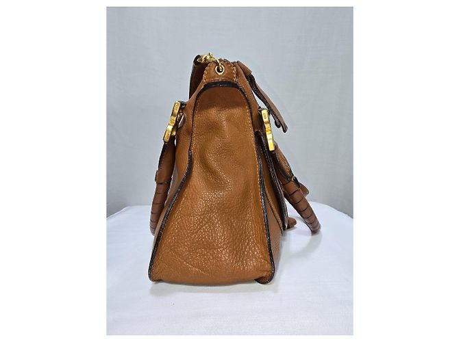 Borsa Chloé Medium Marcie in pelle di vitello grana marrone Rosso - vista 13
