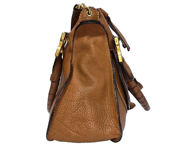 Borsa Chloé Medium Marcie in pelle di vitello grana marrone Rosso - vista 5