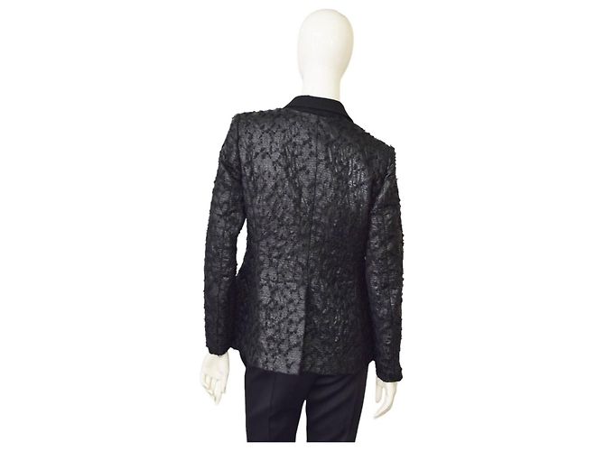 Dries Van Noten Black Tweed Wool Blazer Jacket Size 40 - view 2
