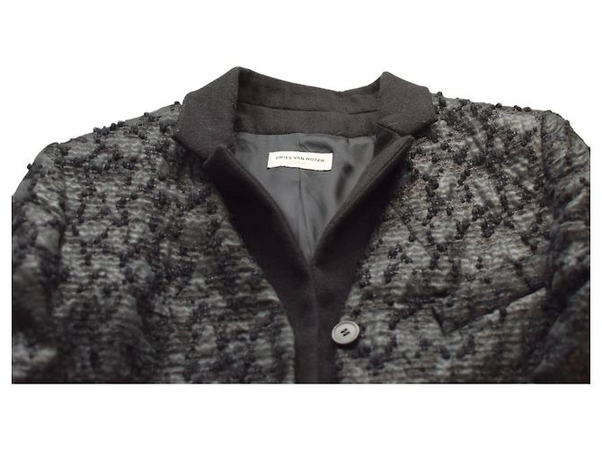 Dries Van Noten Black Tweed Wool Blazer Jacket Size 40 - view 5
