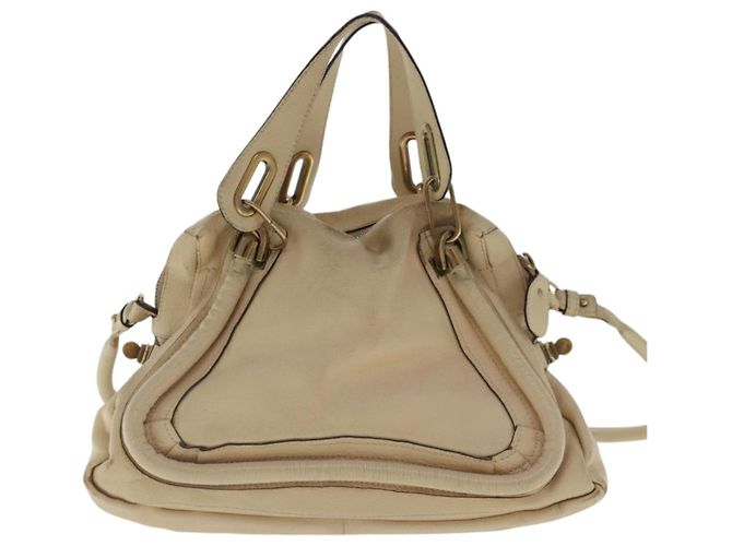 Chloé Borsa a spalla Chloe Paraty in pelle beige oro 2 vie Auth bs19071 D'oro - vista 2