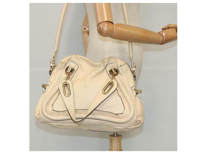 Chloé Borsa a spalla Chloe Paraty in pelle beige oro 2 vie Auth bs19071 D'oro - vista 22