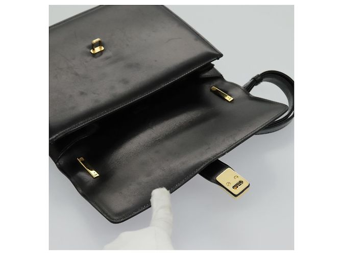 Céline Borsa a Spalla CELINE in Pelle Nera Oro Auth ar12705 Nero D'oro - vista 10