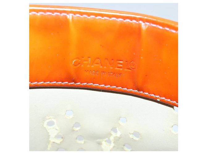 CHANEL Triple Coco Ketten Tote Tasche Lackleder Orange Silber CC Auth bs18659 - Ansicht 10