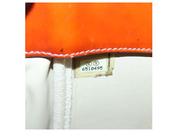 CHANEL Triple Coco Ketten Tote Tasche Lackleder Orange Silber CC Auth bs18659 - Ansicht 12