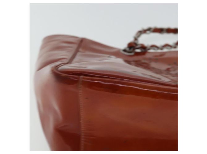 CHANEL Triple Coco Ketten Tote Tasche Lackleder Orange Silber CC Auth bs18659 - Ansicht 9
