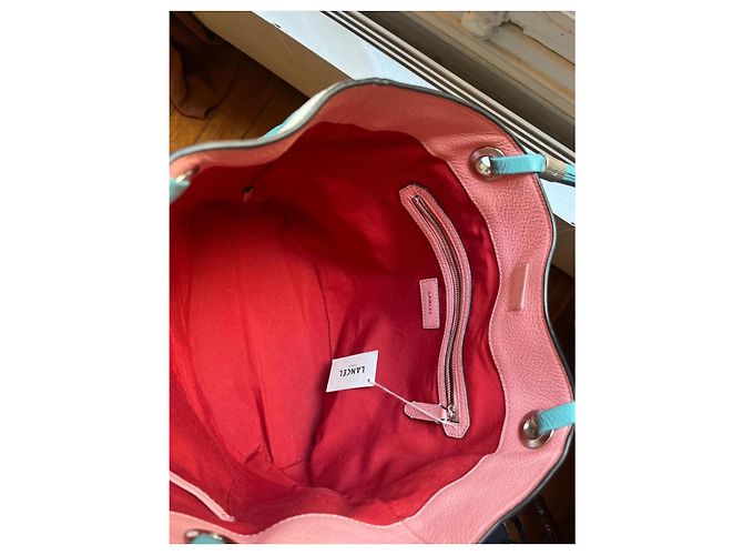 Flore Borsa a mano Lancel Flora Blu Rosa Bianco Pelle - vista 5