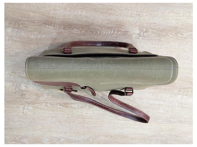 Christian Dior Saddle Bag Rechteckig Khaki Leder und Stoff - Ansicht 5