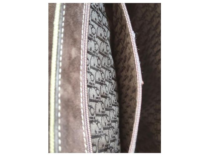 Christian Dior Saddle Bag Rechteckig Khaki Leder und Stoff - Ansicht 8