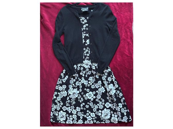 Moschino Kleid mit integrierter Wollweste Blumenmuster Schwarz - Ansicht 2