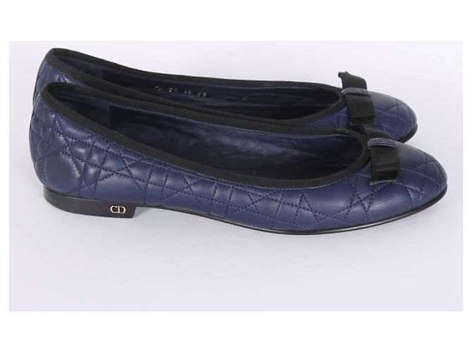 Ballerine Dior in pelle cannage blu navy - vista 2