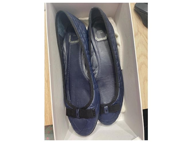 Ballerine Dior in pelle cannage blu navy - vista 4