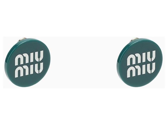 Orecchini Miu Miu Verde Abete e Bianco a Clip - vista 2