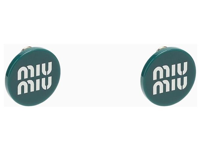 Orecchini Miu Miu Verde Abete e Bianco a Clip - vista 3