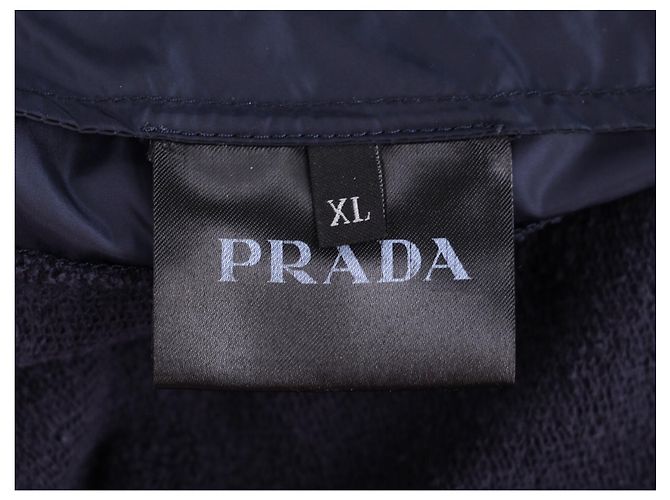 Prada Kapuzenpullover mit Reißverschluss aus Baumwolle und Nylon in Marineblau - Ansicht 10